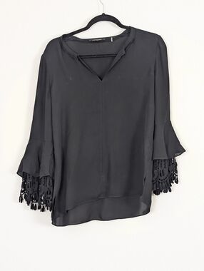 Kobi Halperin Silk Bell Sleeve V-neck Top Size S